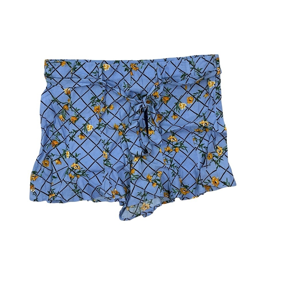Forever 21 Plus Floral Belted Shorts Blue Yellow Size 3X